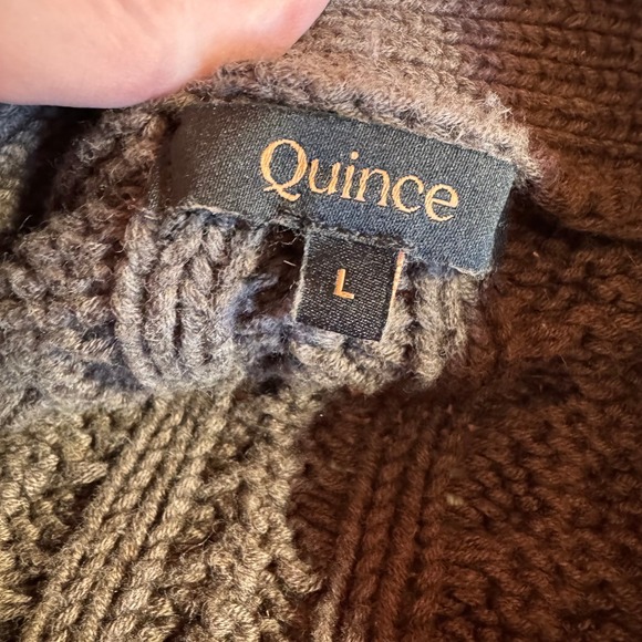 Quince 100% Organic Cotton Oversized Cable Cardigan Heather Brown Womens L - Picture 6 of 9